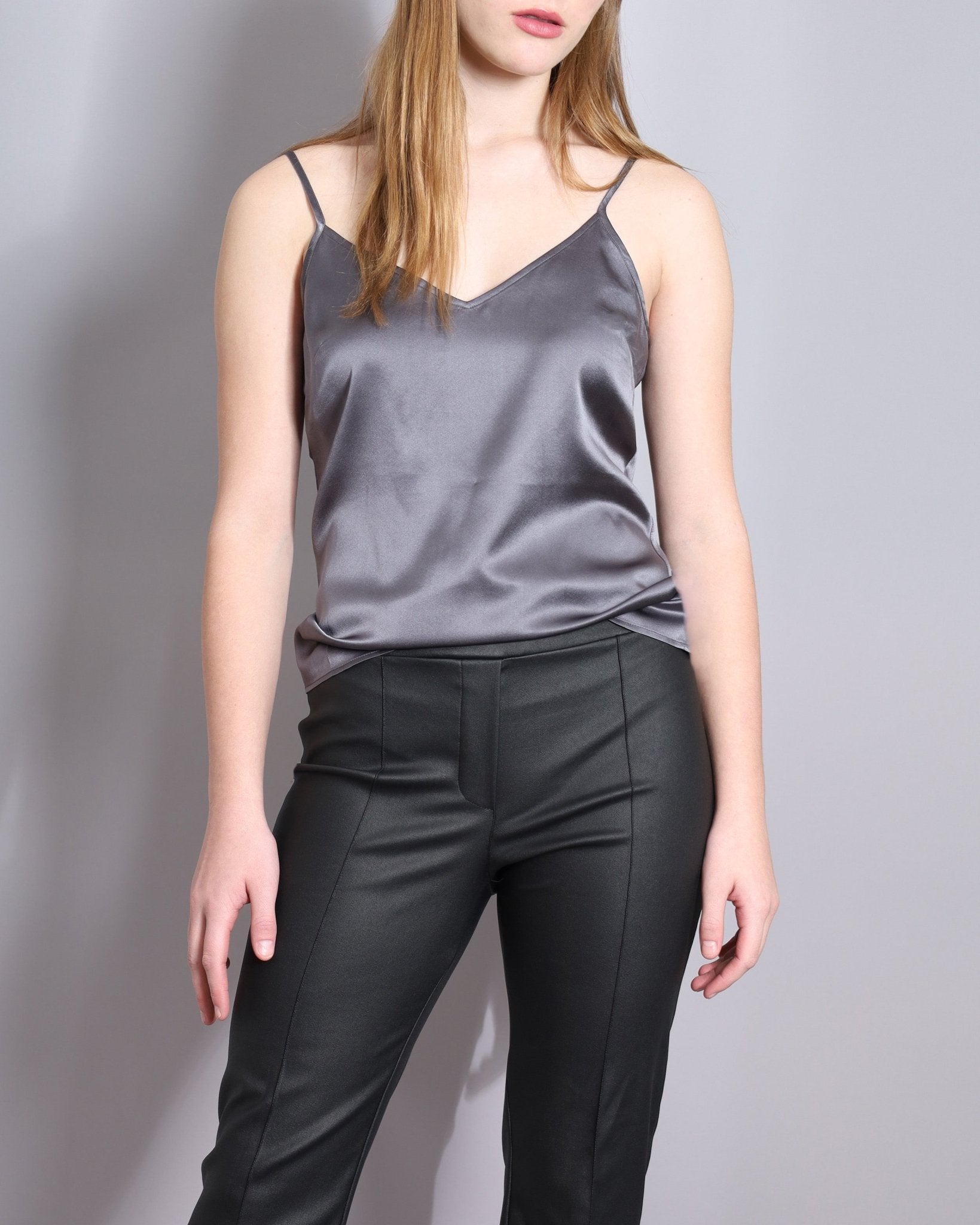 silver satin camisole top